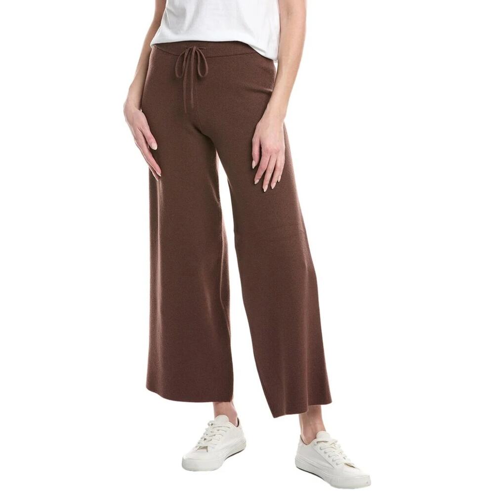 NWT 525 America Knit Wide Leg Pants Shaved Chocolate Brown Drawstring Women Sz S